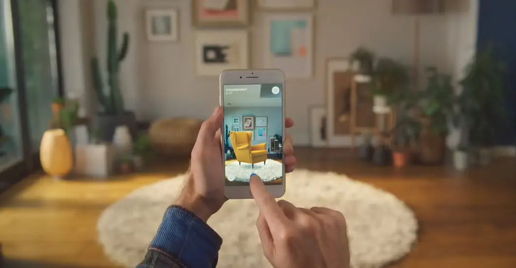 IKEA Place uses augmented reality technology to virtually place IKEA products in the environment.